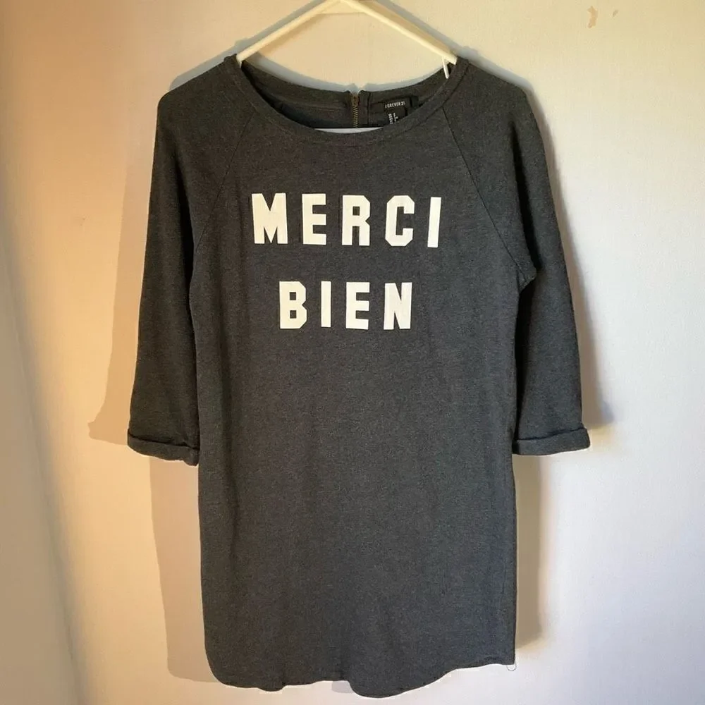 Dark Grey Tunic Long Top, Small. Merci Bien - Picture 7 of 10